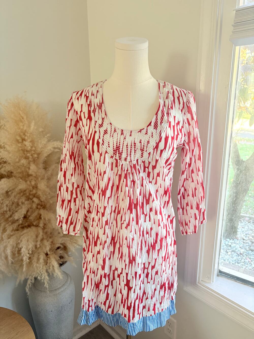 ✨2/$30✨ NWT Boden Toulon Tunic Top Womens Size 2 Red White Print Bohemian